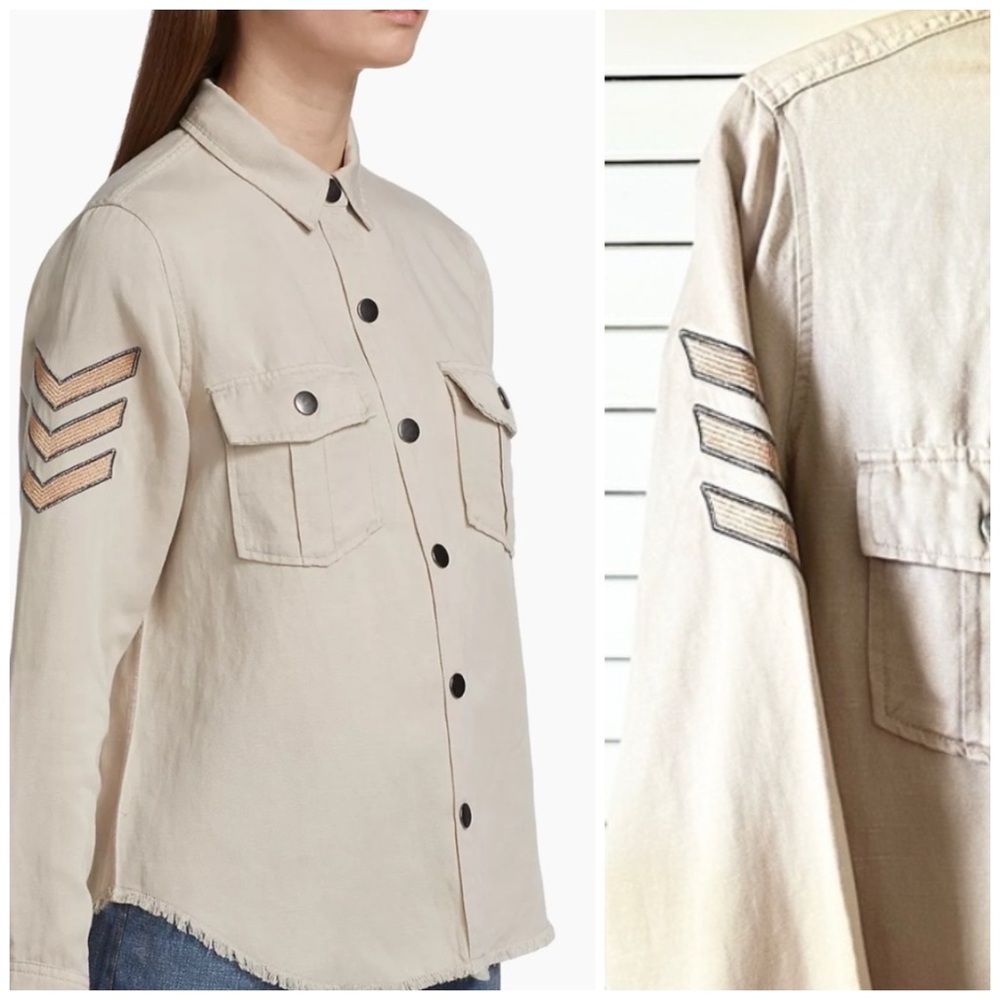 RAILS Loren Embroidered Military Style Bomber Button Down Jacket Shirt Size S